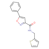 Chemical structure of 5-phenyl-N-[(thiophen-2-yl)methyl]-1,2-oxazole-3-carboxamide - CSSB00046259342