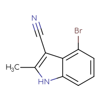 Chemical structure of 4-bromo-2-methyl-1H-indole-3-carbonitrile - CSSB00021142053