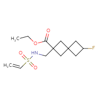 Chemical structure of ethyl 2-(ethenesulfonamidomethyl)-6-fluorospiro[3.3]heptane-2-carboxylate - CSSB21332108392