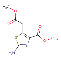 Chemical structure of methyl 2-amino-5-(2-methoxy-2-oxoethyl)-1,3-thiazole-4-carboxylate - CSSB00011175621