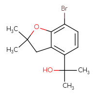 Chemical structure of 2-(7-bromo-2,2-dimethyl-2,3-dihydro-1-benzofuran-4-yl)propan-2-ol - CSSB21246587899