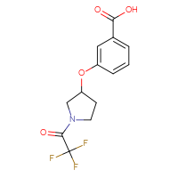 Chemical structure of 3-{[1-(2,2,2-trifluoroacetyl)pyrrolidin-3-yl]oxy}benzoic acid - CSSB03496564030