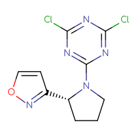 Chemical structure of 2,4-dichloro-6-[(2R)-2-(1,2-oxazol-3-yl)pyrrolidin-1-yl]-1,3,5-triazine - CSSB21332072294