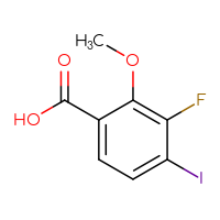 Chemical structure of 3-fluoro-4-iodo-2-methoxybenzoic acid - CSSB00011084205
