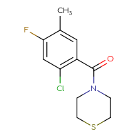 Chemical structure of 4-(2-chloro-4-fluoro-5-methylbenzoyl)thiomorpholine - CSSB01999168748