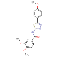 Chemical structure of 3,4-dimethoxy-N-[5-(4-methoxyphenyl)-1,3,4-thiadiazol-2-yl]benzamide - CSSB00048335131