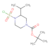 Chemical structure of tert-butyl 4-(chlorosulfonyl)-3-(propan-2-yl)piperazine-1-carboxylate - CSSB00154451031