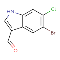 Chemical structure of 5-bromo-6-chloro-1H-indole-3-carbaldehyde - CSSB00011012838