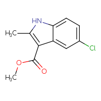 Chemical structure of methyl 5-chloro-2-methyl-1H-indole-3-carboxylate - CSSB00010371903