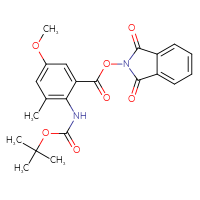 Chemical structure of 1,3-dioxo-2,3-dihydro-1H-isoindol-2-yl 2-{[(tert-butoxy)carbonyl]amino}-5-methoxy-3-methylbenzoate - CSSB17484204896