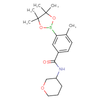 Chemical structure of 4-methyl-N-(oxan-3-yl)-3-(4,4,5,5-tetramethyl-1,3,2-dioxaborolan-2-yl)benzamide - CSSB00779307653