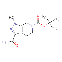 Chemical structure of tert-butyl 3-carbamoyl-1-methyl-1H,4H,5H,6H,7H-pyrazolo[3,4-c]pyridine-6-carboxylate - CSSB02270738859