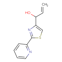 Chemical structure of 1-[2-(pyridin-2-yl)-1,3-thiazol-4-yl]prop-2-en-1-ol - CSSB21246404292