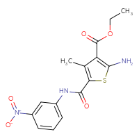 Chemical structure of ethyl 2-amino-4-methyl-5-[(3-nitrophenyl)carbamoyl]thiophene-3-carboxylate - CSSB00159728044