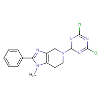 Chemical structure of 2,4-dichloro-6-{1-methyl-2-phenyl-1H,4H,5H,6H,7H-imidazo[4,5-c]pyridin-5-yl}-1,3,5-triazine - CSSB21332128909