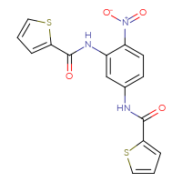 Chemical structure of N-[4-nitro-3-(thiophene-2-amido)phenyl]thiophene-2-carboxamide - CSSB00132847357