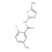 Chemical structure of 2-chloro-5-methyl-N-(5-methyl-1,3-thiazol-2-yl)benzamide - CSSB01390560444