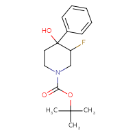 Chemical structure of tert-butyl 3-fluoro-4-hydroxy-4-phenylpiperidine-1-carboxylate - CSSB00010260226