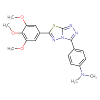Chemical structure of N,N-dimethyl-4-[6-(3,4,5-trimethoxyphenyl)-[1,2,4]triazolo[3,4-b][1,3,4]thiadiazol-3-yl]aniline - CSSB00121624209