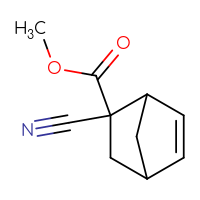 Chemical structure of methyl 2-cyanobicyclo[2.2.1]hept-5-ene-2-carboxylate - CSSB01075801252