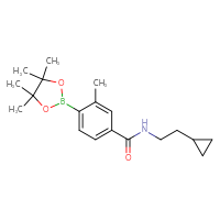 Chemical structure of N-(2-cyclopropylethyl)-3-methyl-4-(4,4,5,5-tetramethyl-1,3,2-dioxaborolan-2-yl)benzamide - CSSB02526775368