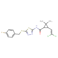 Chemical structure of 3-(2,2-dichloroethenyl)-N-(5-{[(4-fluorophenyl)methyl]sulfanyl}-1,3,4-thiadiazol-2-yl)-2,2-dimethylcyclopropane-1-carboxamide - CSSB00121727681
