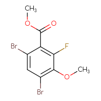 Chemical structure of methyl 4,6-dibromo-2-fluoro-3-methoxybenzoate - CSSB02135952603