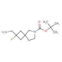 Chemical structure of tert-butyl 2-(aminomethyl)-2-fluoro-6-azaspiro[3.4]octane-6-carboxylate - CSSB20928671307