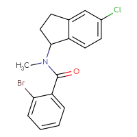 Chemical structure of 2-bromo-N-(5-chloro-2,3-dihydro-1H-inden-1-yl)-N-methylbenzamide - CSSB15263629086