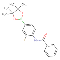 Chemical structure of N-[2-fluoro-4-(4,4,5,5-tetramethyl-1,3,2-dioxaborolan-2-yl)phenyl]benzamide - CSSB00018558519