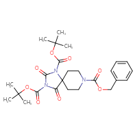 Chemical structure of 8-benzyl 1,3-di-tert-butyl 2,4-dioxo-1,3,8-triazaspiro[4.5]decane-1,3,8-tricarboxylate - CSSB00025716138