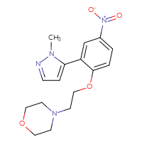 Chemical structure of 4-{2-[2-(1-methyl-1H-pyrazol-5-yl)-4-nitrophenoxy]ethyl}morpholine - CSSB06645079060