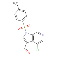 Chemical structure of 4-chloro-1-(4-methylbenzenesulfonyl)-1H-pyrrolo[2,3-c]pyridine-3-carbaldehyde - CSSB21332153345