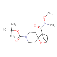 Chemical structure of tert-butyl 1-[methoxy(methyl)carbamoyl]-3-oxaspiro[bicyclo[2.1.1]hexane-2,4'-piperidine]-1'-carboxylate - CSSB21151589596