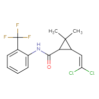 Chemical structure of 3-(2,2-dichloroethenyl)-2,2-dimethyl-N-[2-(trifluoromethyl)phenyl]cyclopropane-1-carboxamide - CSSB00027779036