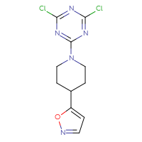 Chemical structure of 2,4-dichloro-6-[4-(1,2-oxazol-5-yl)piperidin-1-yl]-1,3,5-triazine - CSSB21332106795