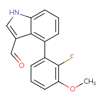 Chemical structure of 4-(2-fluoro-3-methoxyphenyl)-1H-indole-3-carbaldehyde - CSSB06586667182