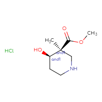 Chemical structure of rac-methyl (3R,4S)-4-hydroxy-3-methylpiperidine-3-carboxylate hydrochloride - CSSB21381578300