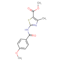 Chemical structure of methyl 2-(4-methoxybenzamido)-4-methyl-1,3-thiazole-5-carboxylate - CSSB00026735146