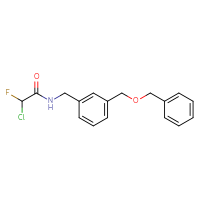 Chemical structure of N-({3-[(benzyloxy)methyl]phenyl}methyl)-2-chloro-2-fluoroacetamide - CSSB21332168465