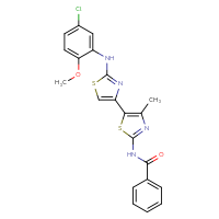 Chemical structure of N-(5-{2-[(5-chloro-2-methoxyphenyl)amino]-1,3-thiazol-4-yl}-4-methyl-1,3-thiazol-2-yl)benzamide - CSSB00032006422