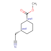 Chemical structure of rac-methyl (1R,3S)-3-(cyanomethyl)cyclohexane-1-carboxylate - CSSB20816130026