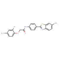 Chemical structure of 2-(2-bromo-4-methylphenoxy)-N-[4-(6-methyl-1,3-benzothiazol-2-yl)phenyl]acetamide - CSSB00020573888