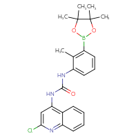 Chemical structure of 1-(2-chloroquinolin-4-yl)-3-[2-methyl-3-(4,4,5,5-tetramethyl-1,3,2-dioxaborolan-2-yl)phenyl]urea - CSSB21332163012