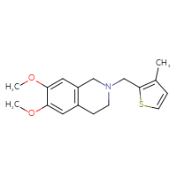 Chemical structure of 6,7-dimethoxy-2-[(3-methylthiophen-2-yl)methyl]-1,2,3,4-tetrahydroisoquinoline - CSSB00093327000