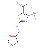 Chemical structure of 2-{[(oxolan-2-yl)methyl]amino}-4-(trifluoromethyl)-1,3-thiazole-5-carboxylic acid - CSSB00015198604