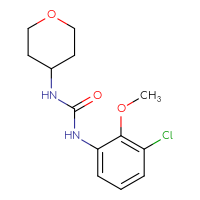 Chemical structure of 3-(3-chloro-2-methoxyphenyl)-1-(oxan-4-yl)urea - CSSB00093070263