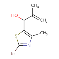 Chemical structure of 1-(2-bromo-4-methyl-1,3-thiazol-5-yl)-2-methylprop-2-en-1-ol - CSSB21246424036