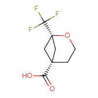 Chemical structure of (1s,5r)-1-(trifluoromethyl)-2-oxabicyclo[3.1.1]heptane-5-carboxylic acid - CSSB20620688720