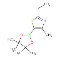 Chemical structure of 2-ethyl-4-methyl-5-(4,4,5,5-tetramethyl-1,3,2-dioxaborolan-2-yl)-1,3-thiazole - CSSB00010167842